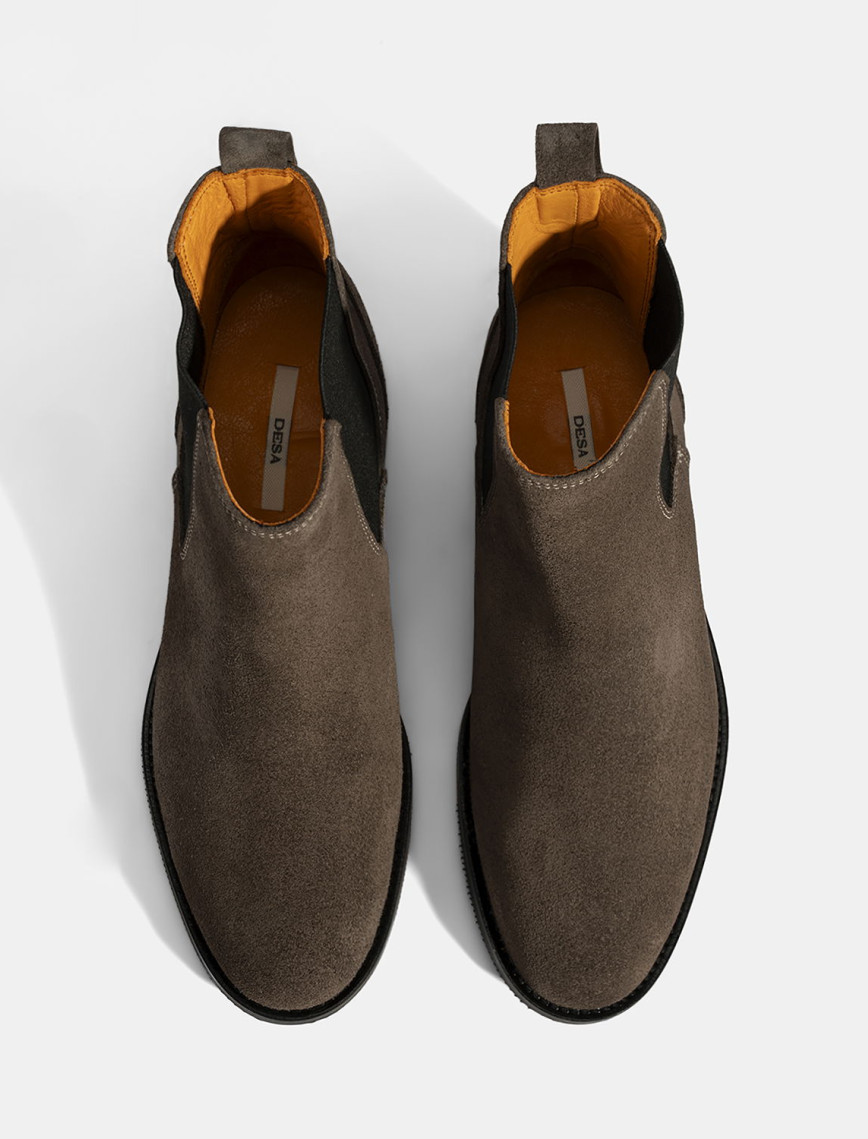 Kadın Vizon Lastik Detaylı Süet Deri Bot Kadın Vizon Lastik Detaylı Süet Deri Bot