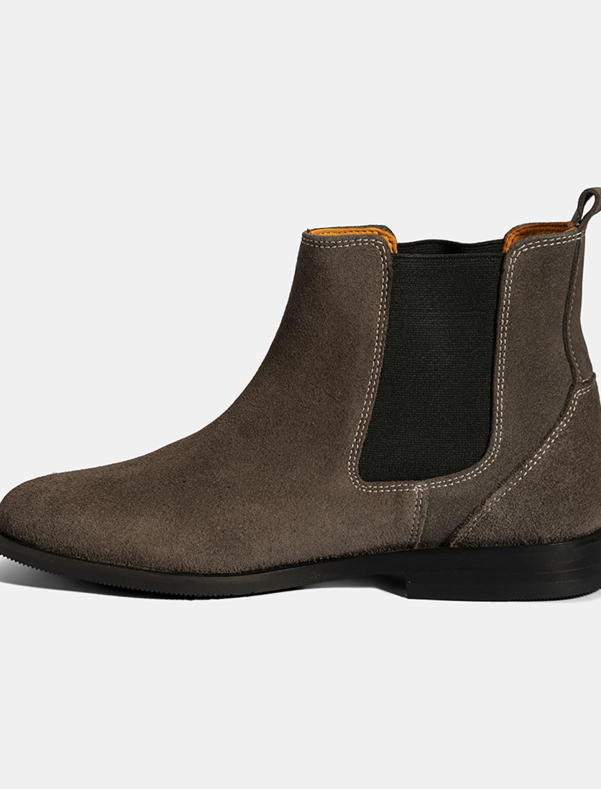 Kadın Vizon Lastik Detaylı Süet Deri Bot Kadın Vizon Lastik Detaylı Süet Deri Bot