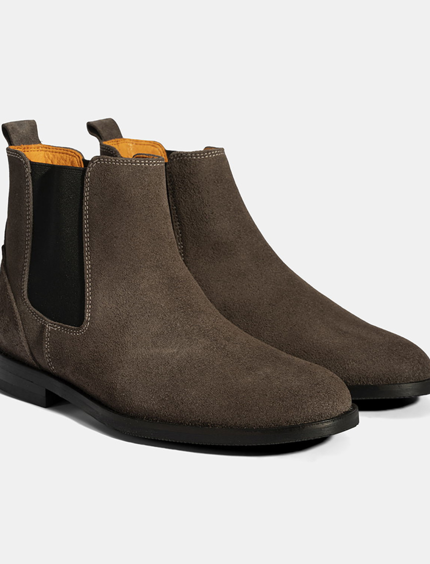 Kadın Vizon Lastik Detaylı Süet Deri Bot Kadın Vizon Lastik Detaylı Süet Deri Bot