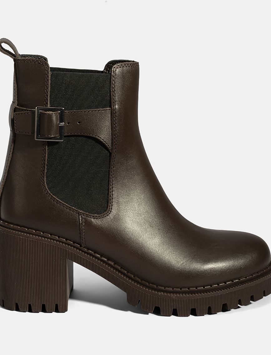 Kadın Kahve Metal Toka Detaylı Topuklu Bot Kadın Kahve Metal Toka Detaylı Topuklu Bot