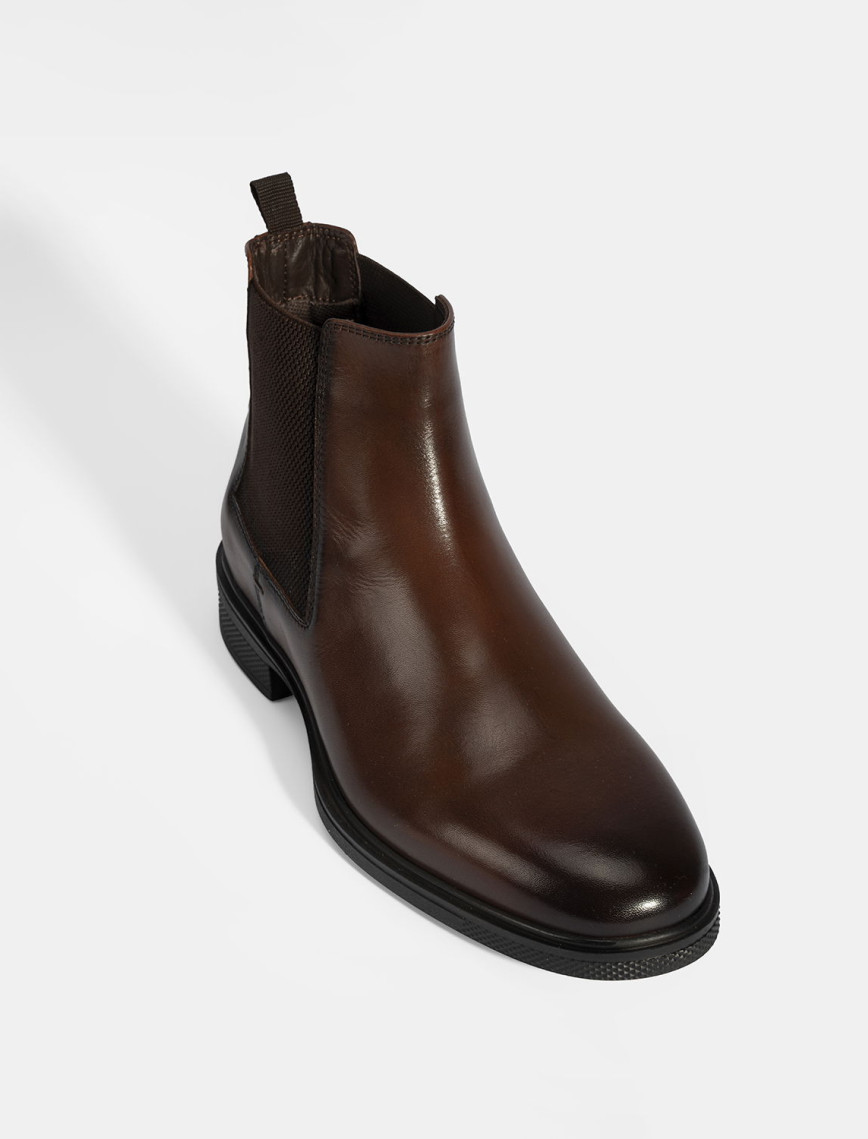 Erkek Taba Lastik Detaylı Deri Bot Erkek Taba Lastik Detaylı Deri Bot