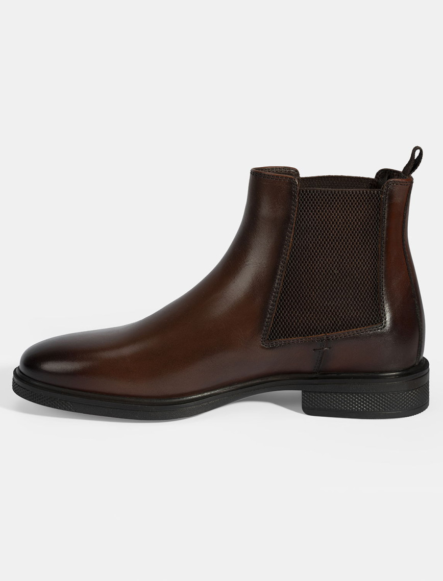 Erkek Taba Lastik Detaylı Deri Bot Erkek Taba Lastik Detaylı Deri Bot