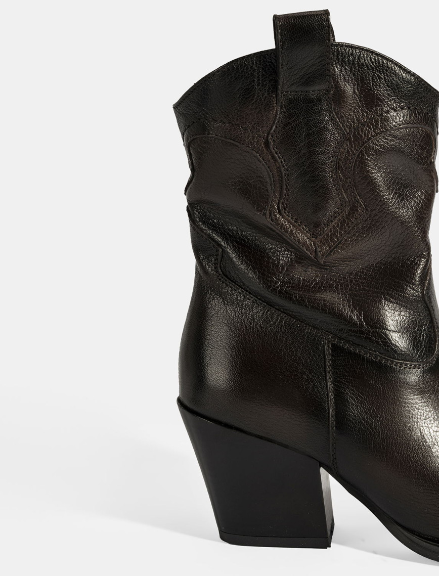 Kadın Kahve Kalın Topuklu Deri Bot Kadın Kahve Kalın Topuklu Deri Bot