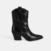 Kadın Siyah Kalın Topuklu Deri Bot Kadın Siyah Kalın Topuklu Deri Bot