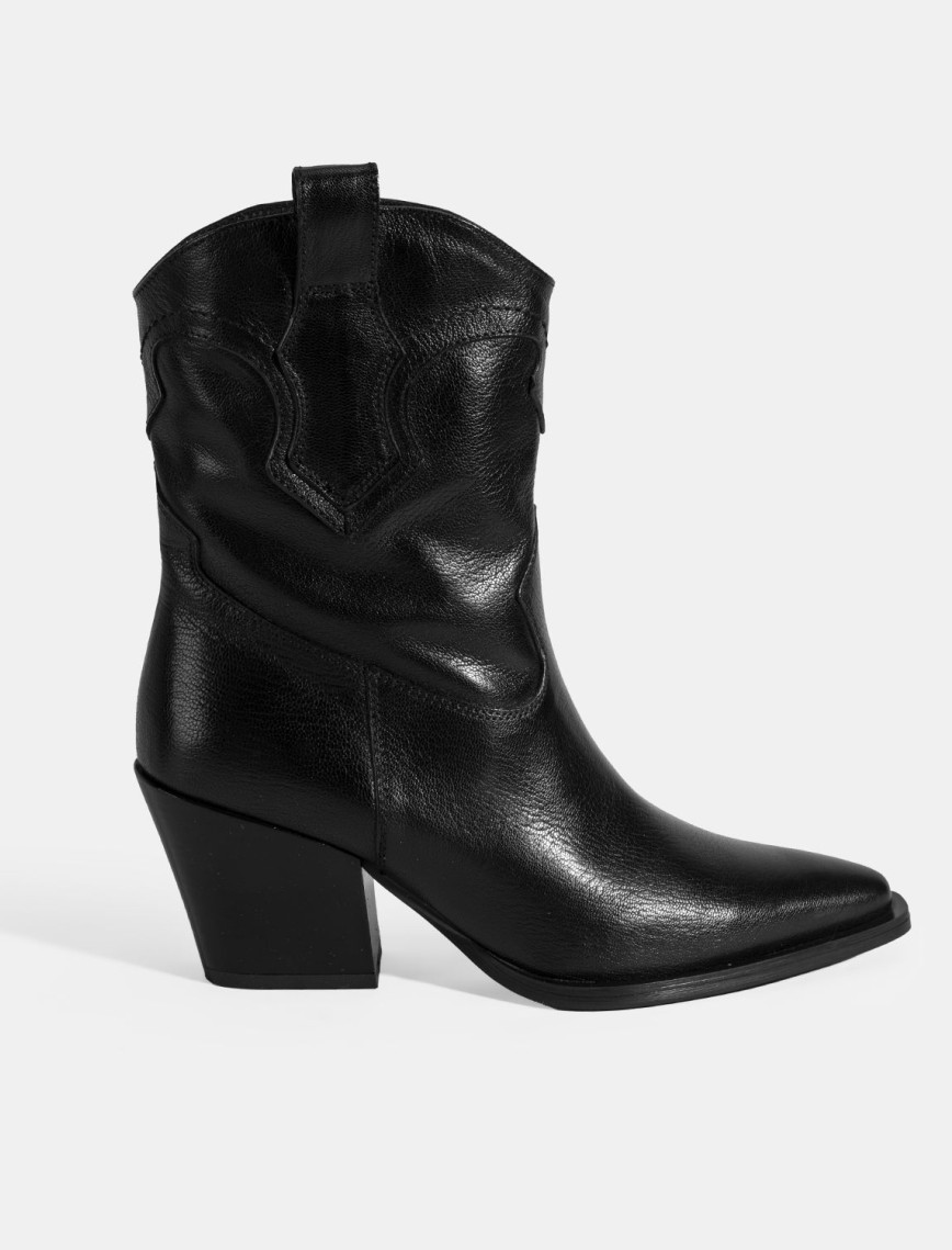 Kadın Siyah Kalın Topuklu Deri Bot Kadın Siyah Kalın Topuklu Deri Bot