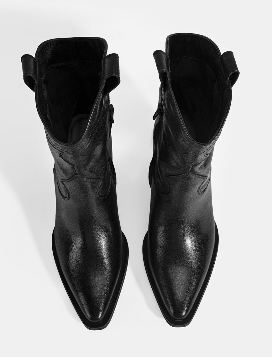 Kadın Siyah Kalın Topuklu Deri Bot Kadın Siyah Kalın Topuklu Deri Bot