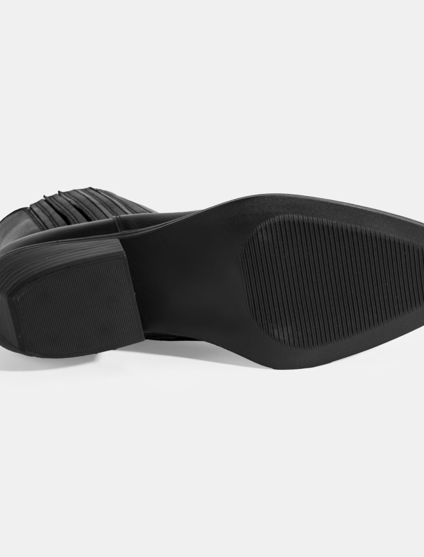 Kadın Siyah Topuklu Deri Bot Kadın Siyah Topuklu Deri Bot