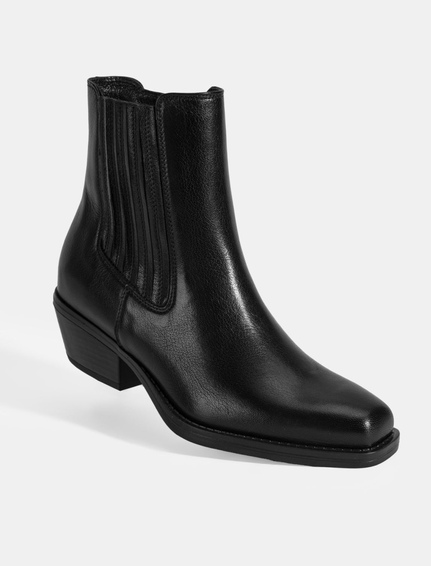 Kadın Siyah Topuklu Deri Bot Kadın Siyah Topuklu Deri Bot