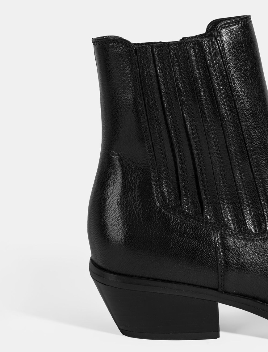 Kadın Siyah Topuklu Deri Bot Kadın Siyah Topuklu Deri Bot