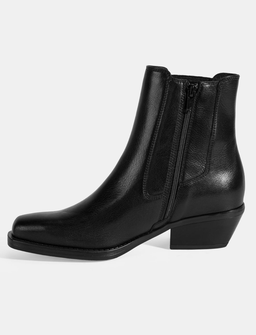 Kadın Siyah Topuklu Deri Bot Kadın Siyah Topuklu Deri Bot