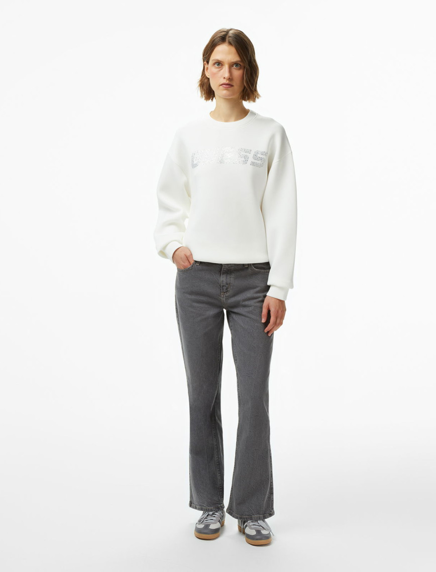 Guess Cecilia Scuba Kadın Krem Sweatshirt Guess Cecilia Scuba Kadın Krem Sweatshirt