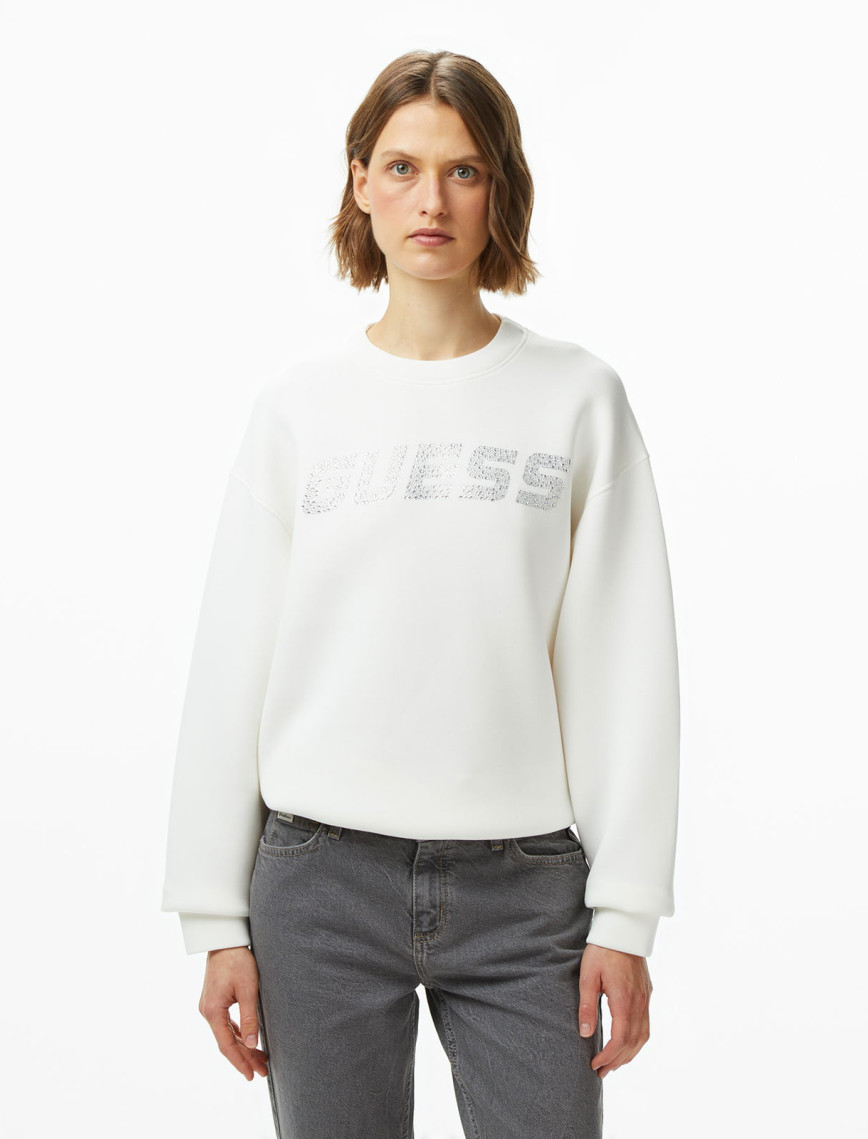Guess Cecilia Scuba Kadın Krem Sweatshirt Guess Cecilia Scuba Kadın Krem Sweatshirt