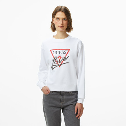 Guess Studded Kadın Beyaz Sweatshirt Guess Studded Kadın Beyaz Sweatshirt