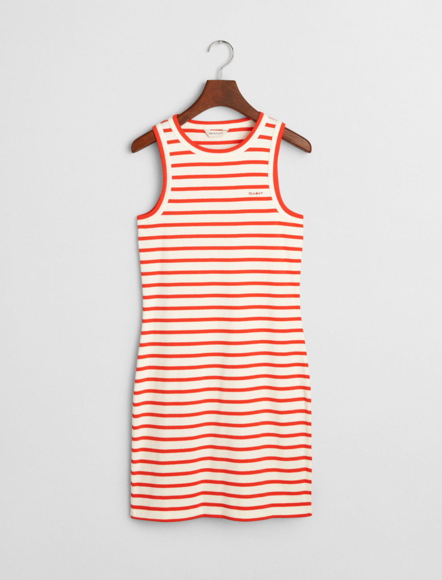 GANT Kadın Turuncu Slim Fit Bisiklet Yaka Çizgili Elbise GANT Kadın Turuncu Slim Fit Bisiklet Yaka Çizgili Elbise