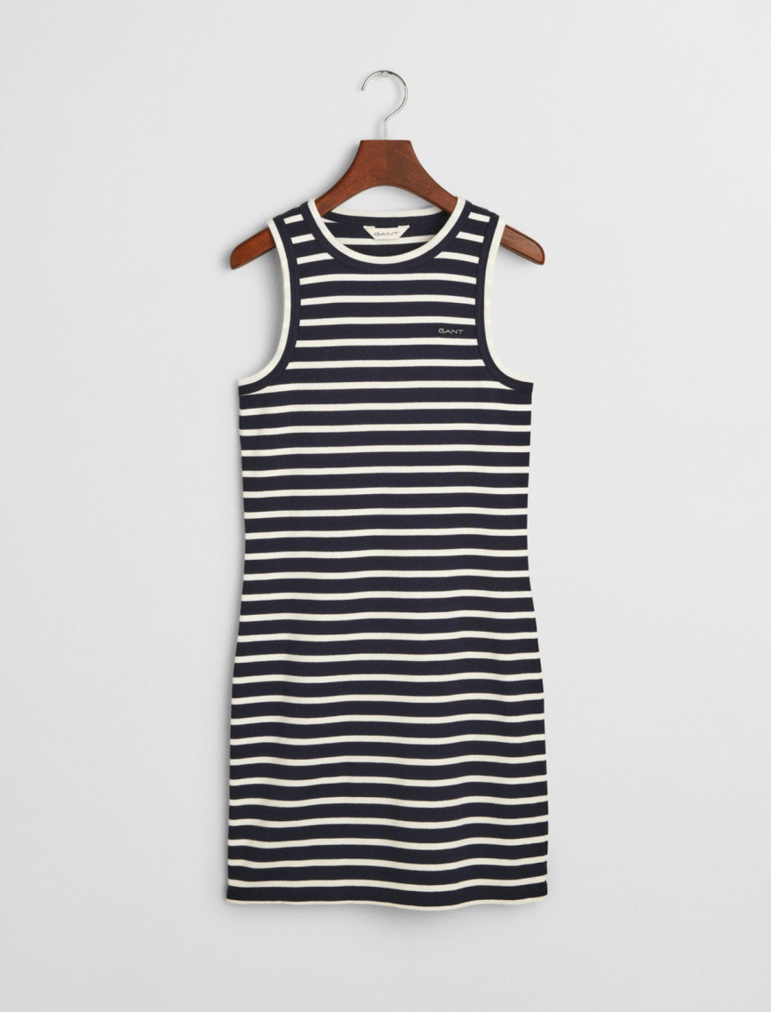GANT Kadın Lacivert Slim Fit Bisiklet Yaka Çizgili Elbise GANT Kadın Lacivert Slim Fit Bisiklet Yaka Çizgili Elbise