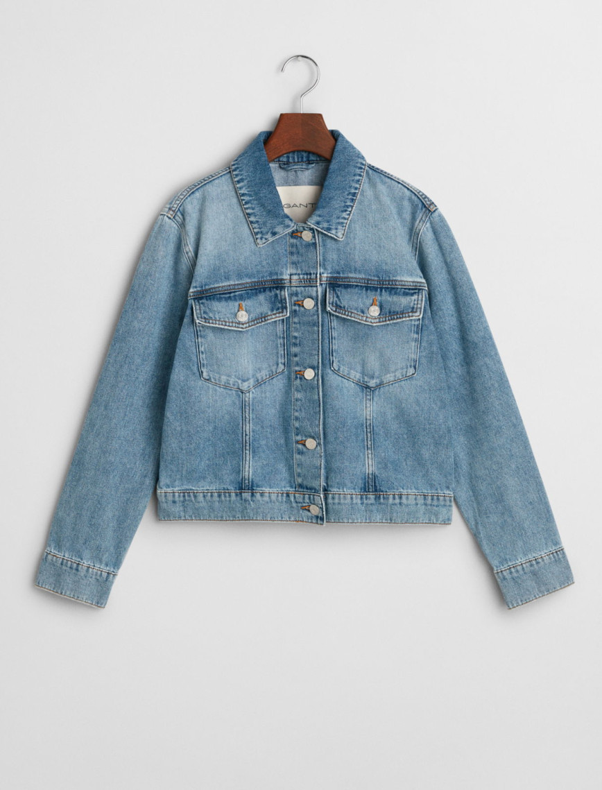 GANT Kadın Mavi Regular Fit Klasik Yaka Denim Ceket GANT Kadın Mavi Regular Fit Klasik Yaka Denim Ceket