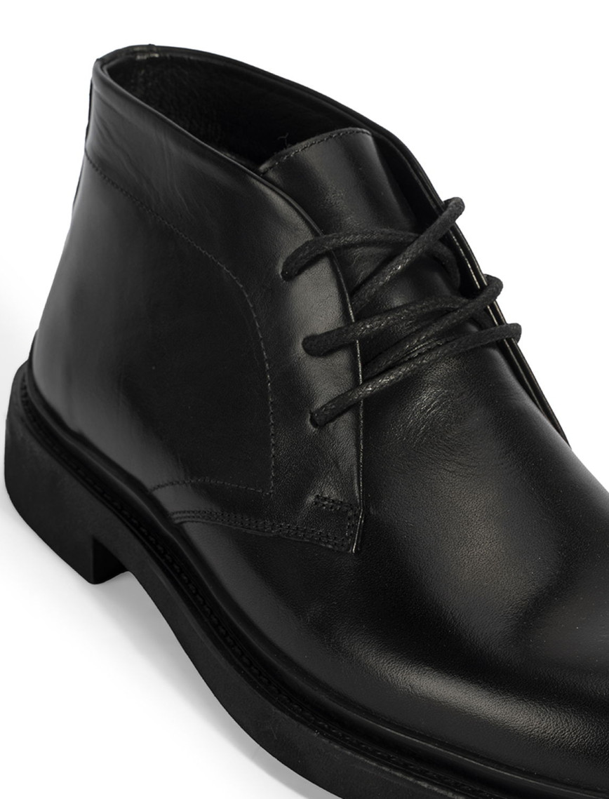 Erkek Siyah Bağcıklı Deri Bot Erkek Siyah Bağcıklı Deri Bot