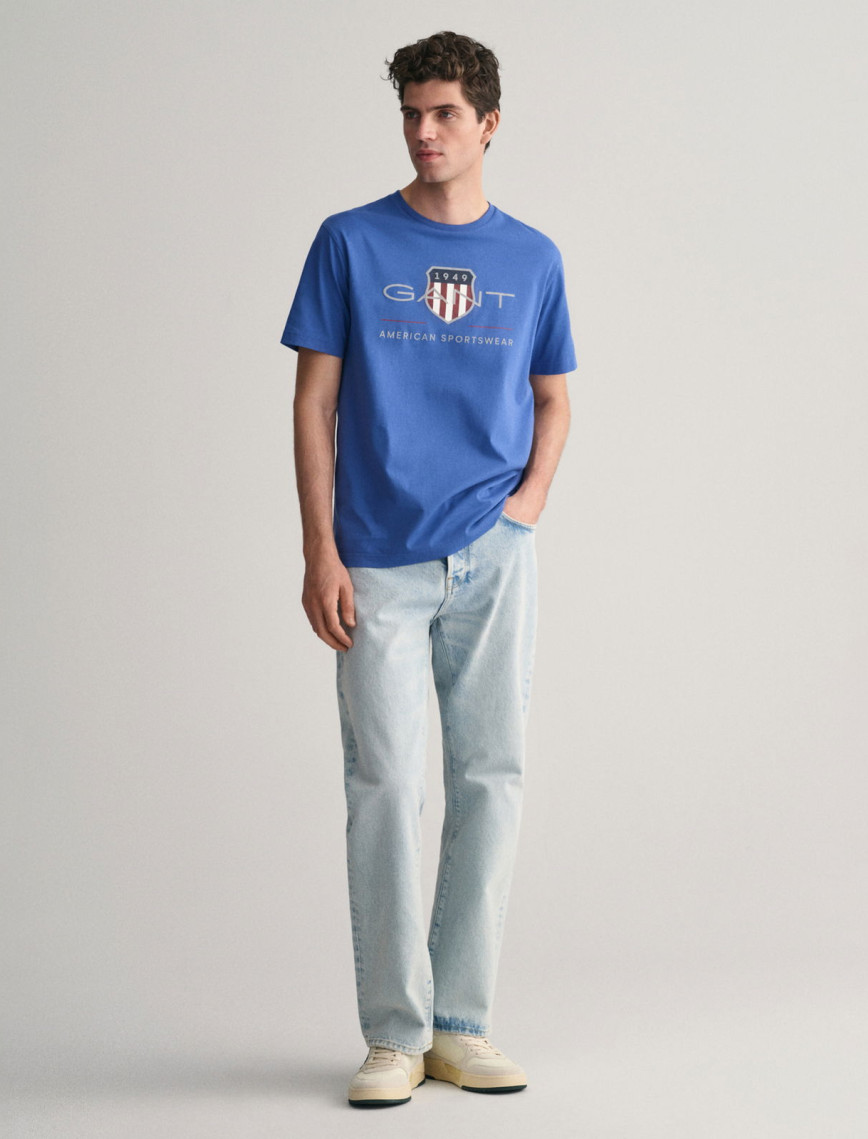 GANT Erkek Lacivert Regular Fit Bisiklet Yaka Logolu T-Shirt GANT Erkek Lacivert Regular Fit Bisiklet Yaka Logolu T-Shirt