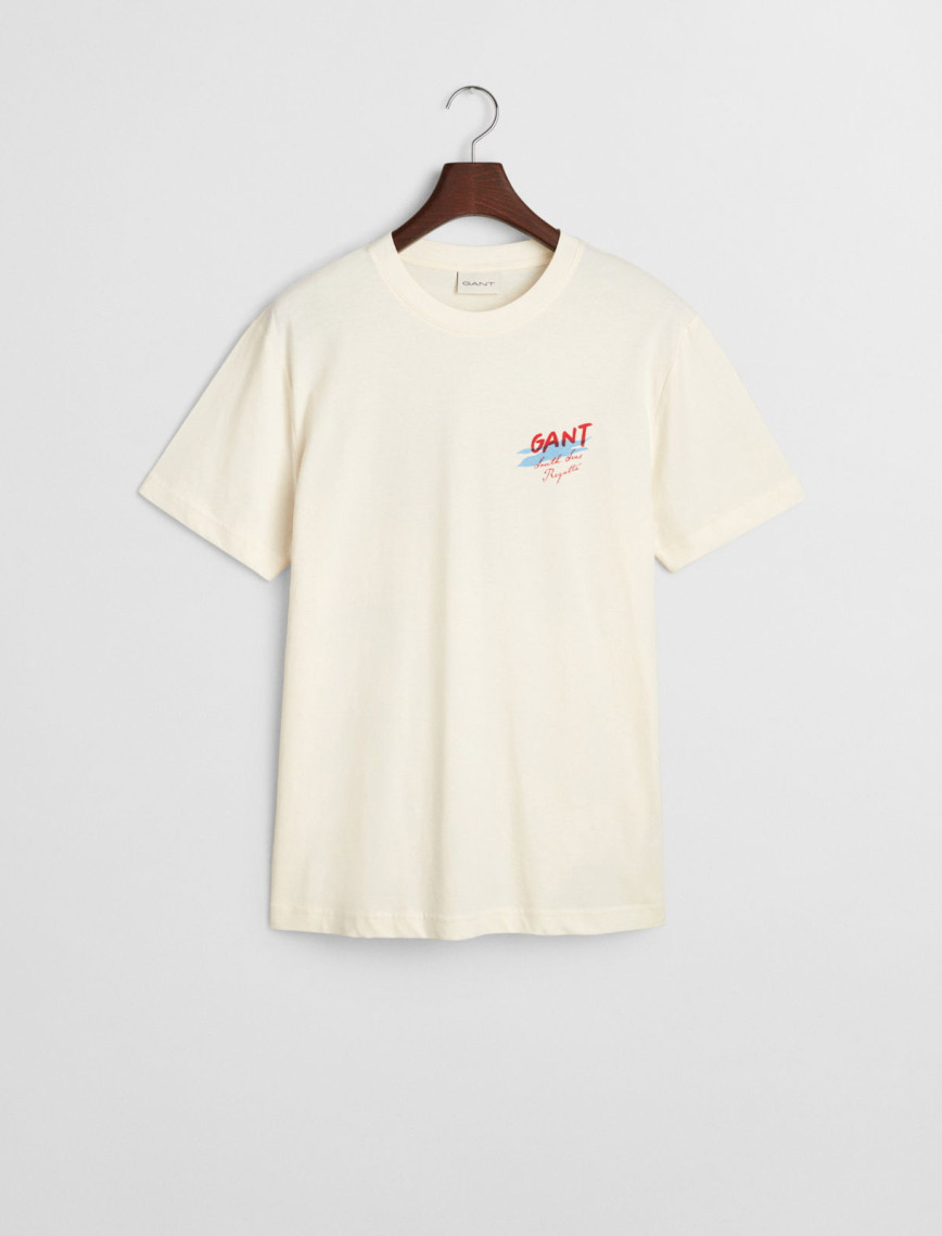 GANT Erkek Krem Regular Fit Bisiklet Yaka Logolu T-Shirt GANT Erkek Krem Regular Fit Bisiklet Yaka Logolu T-Shirt