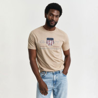 GANT Erkek Bej Regular Fit Bisiklet Yaka Logolu T-Shirt GANT Erkek Bej Regular Fit Bisiklet Yaka Logolu T-Shirt
