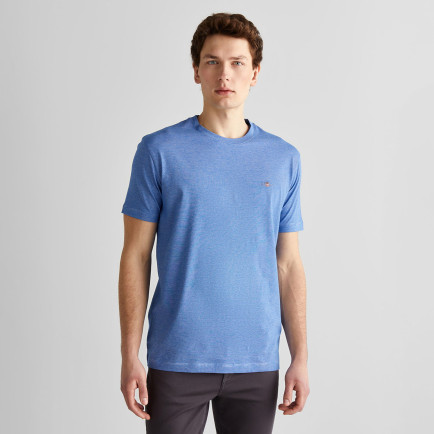 GANT Erkek Mavi Regular Fit Bisiklet Yaka Çizgili T-Shirt GANT Erkek Mavi Regular Fit Bisiklet Yaka Çizgili T-Shirt
