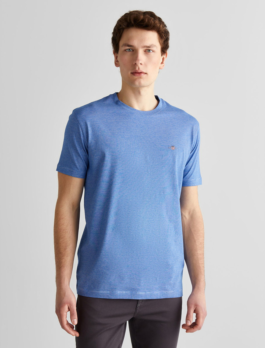 GANT Erkek Mavi Regular Fit Bisiklet Yaka Çizgili T-Shirt GANT Erkek Mavi Regular Fit Bisiklet Yaka Çizgili T-Shirt