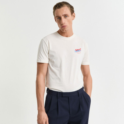 GANT Erkek Krem Regular Fit Bisiklet Yaka Logolu T-Shirt GANT Erkek Krem Regular Fit Bisiklet Yaka Logolu T-Shirt