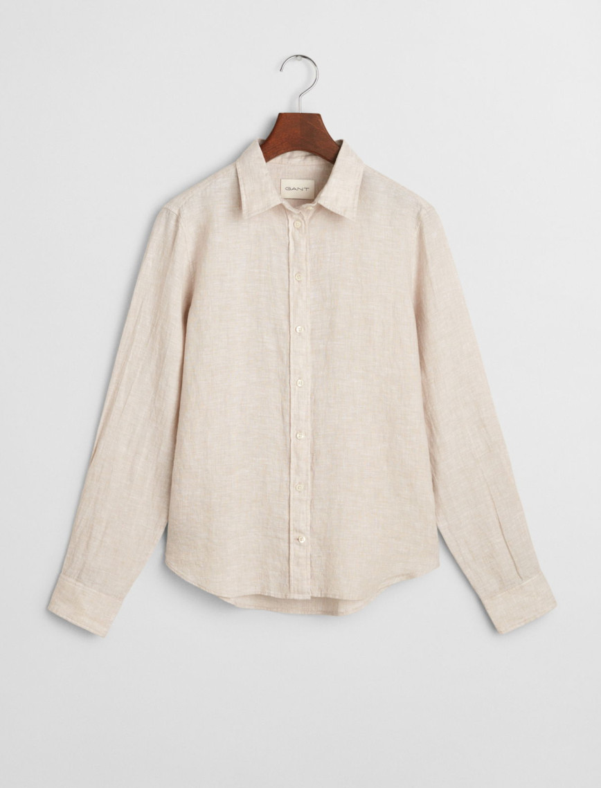 GANT Kadın Bej Regular Fit Klasik Yaka Gömlek GANT Kadın Bej Regular Fit Klasik Yaka Gömlek