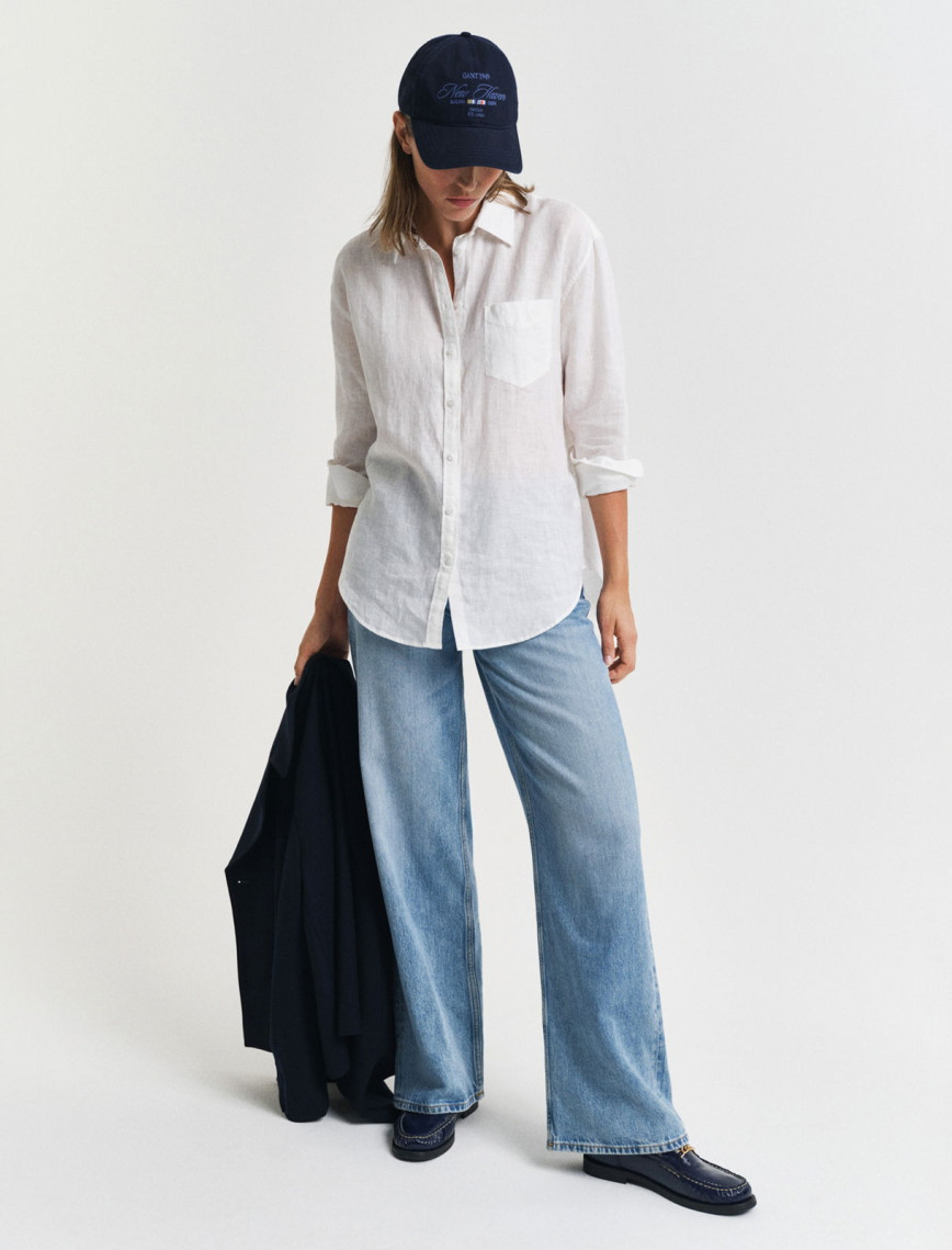 GANT Kadın Beyaz Relaxed Fit Klasik Yaka Gömlek GANT Kadın Beyaz Relaxed Fit Klasik Yaka Gömlek