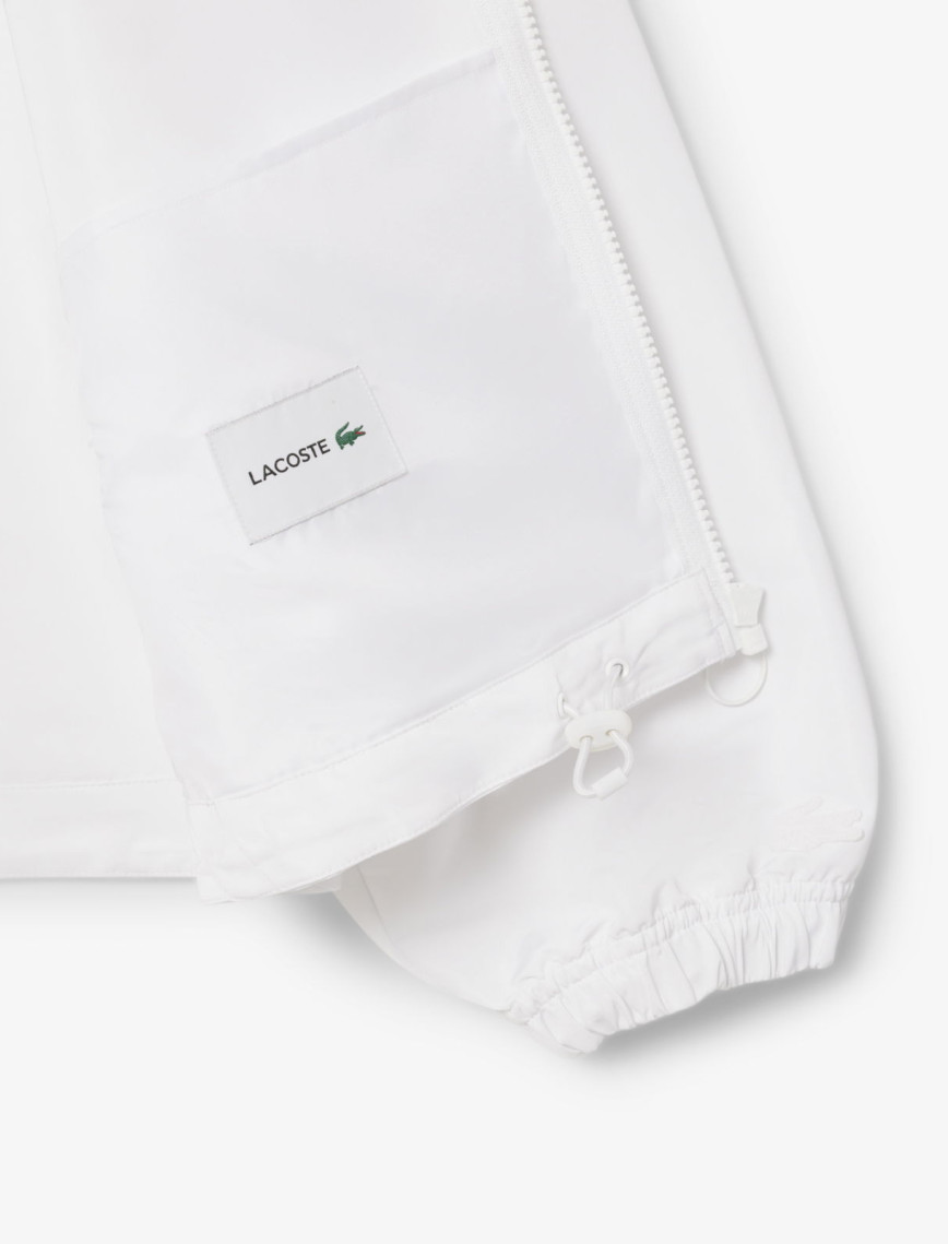Lacoste Cropped Up Zip Kadın Beyaz Hoodie