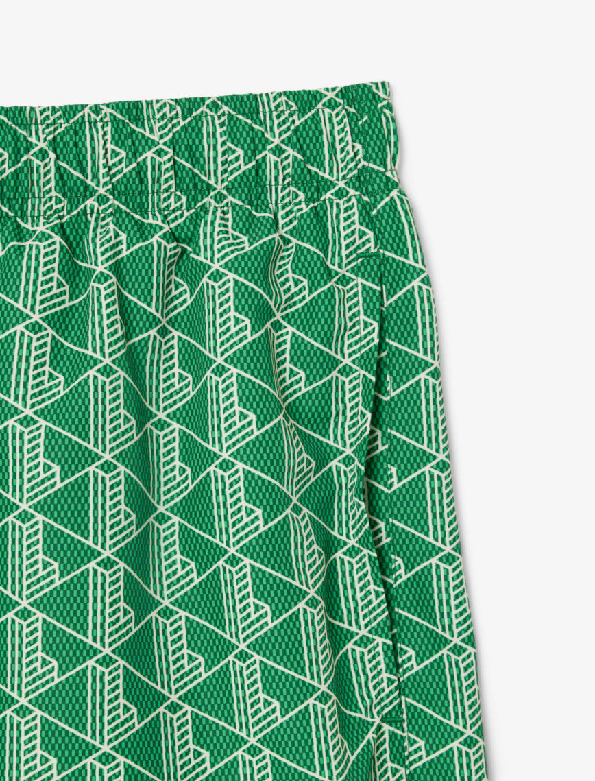 Lacoste Mid Monogram Print Swim Erkek Yeşil Mayo Lacoste Mid Monogram Print Swim Erkek Yeşil Mayo
