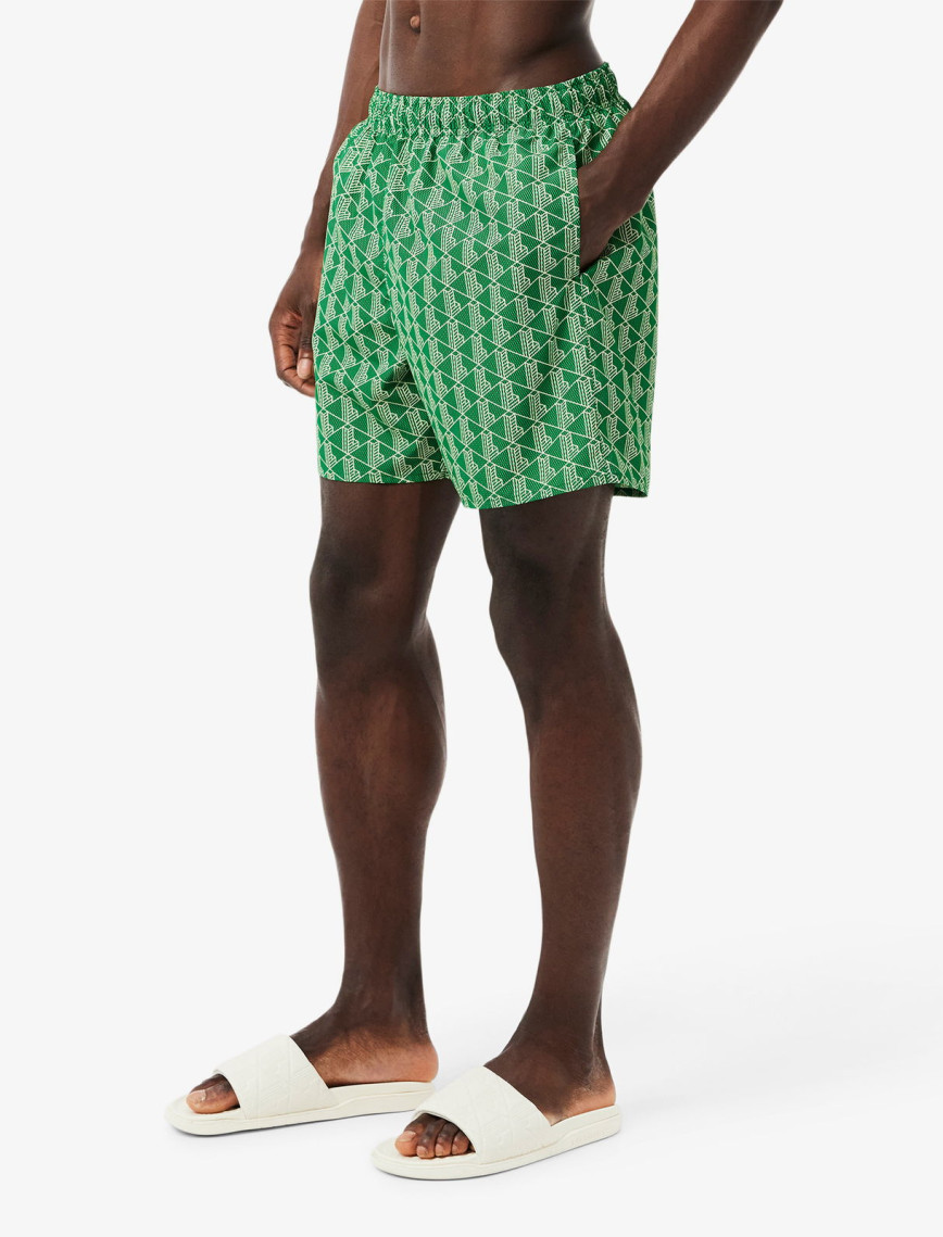 Lacoste Mid Monogram Print Swim Erkek Yeşil Mayo Lacoste Mid Monogram Print Swim Erkek Yeşil Mayo