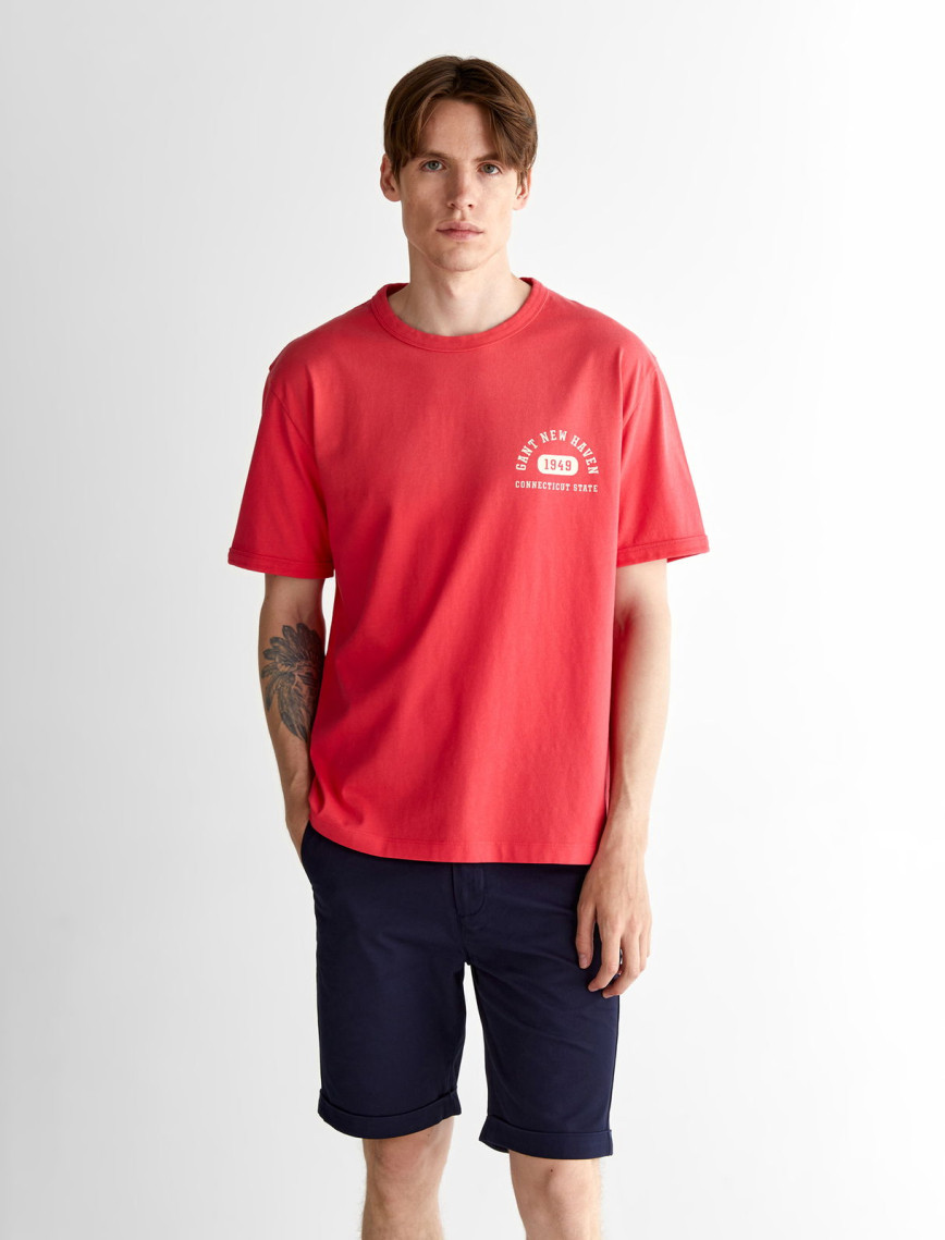 GANT Erkek Kırmızı Relaxed Fit Bisiklet Yaka Logolu T-Shirt GANT Erkek Kırmızı Relaxed Fit Bisiklet Yaka Logolu T-Shirt