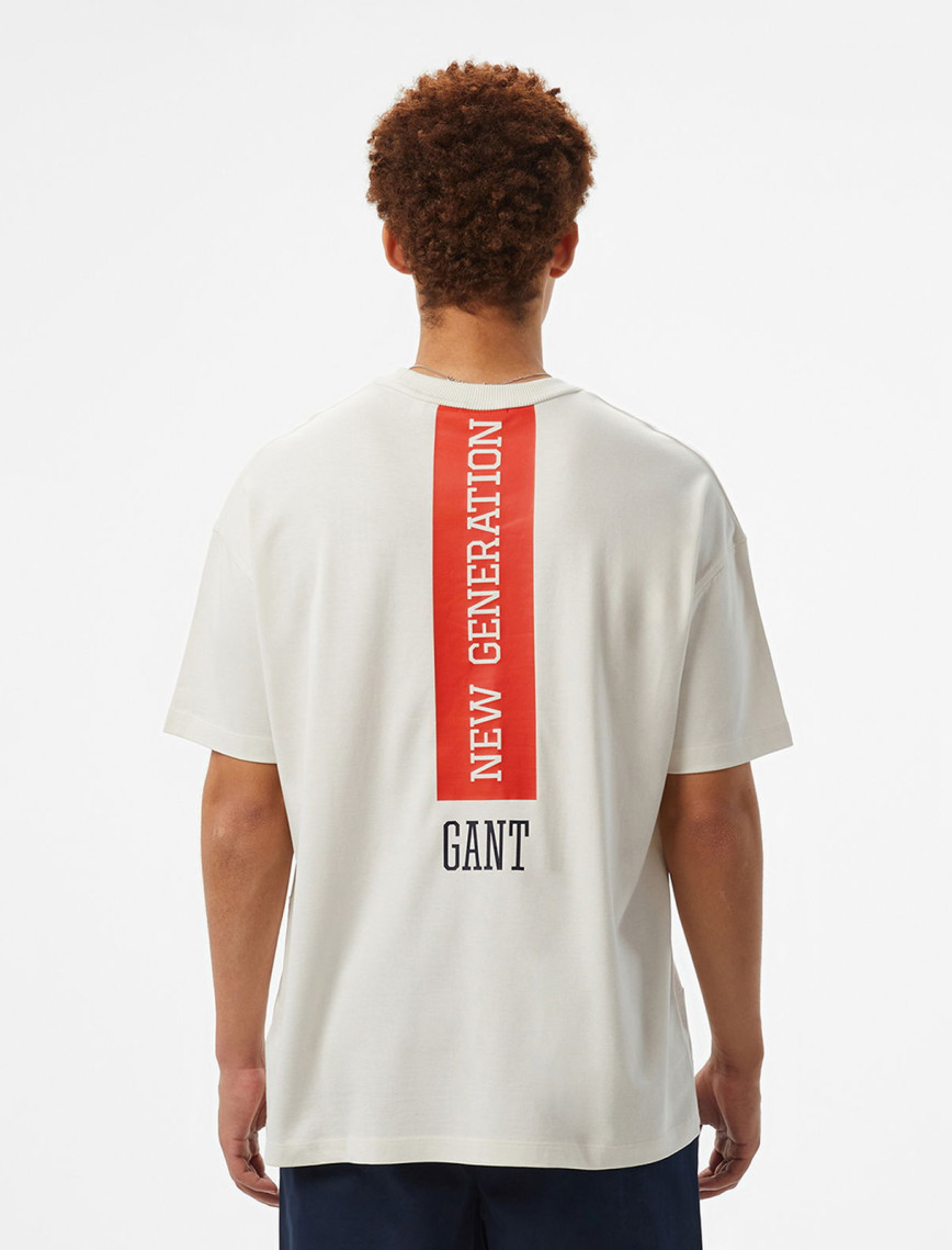 Hoss X Gant New Generation Contrast Graphic Erkek Beyaz T-Shirt Hoss X Gant New Generation Contrast Graphic Erkek Beyaz T-Shirt