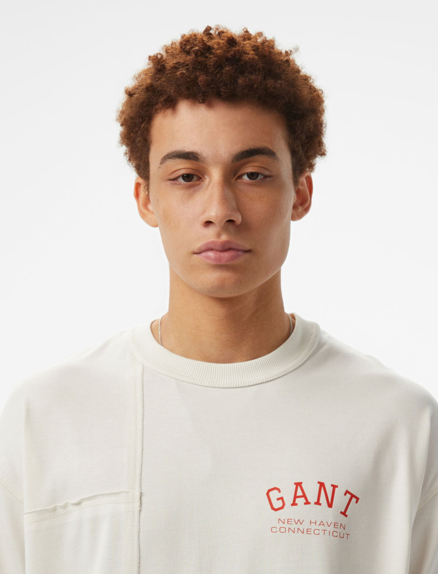 Hoss X Gant New Generation Contrast Graphic Erkek Beyaz T-Shirt Hoss X Gant New Generation Contrast Graphic Erkek Beyaz T-Shirt