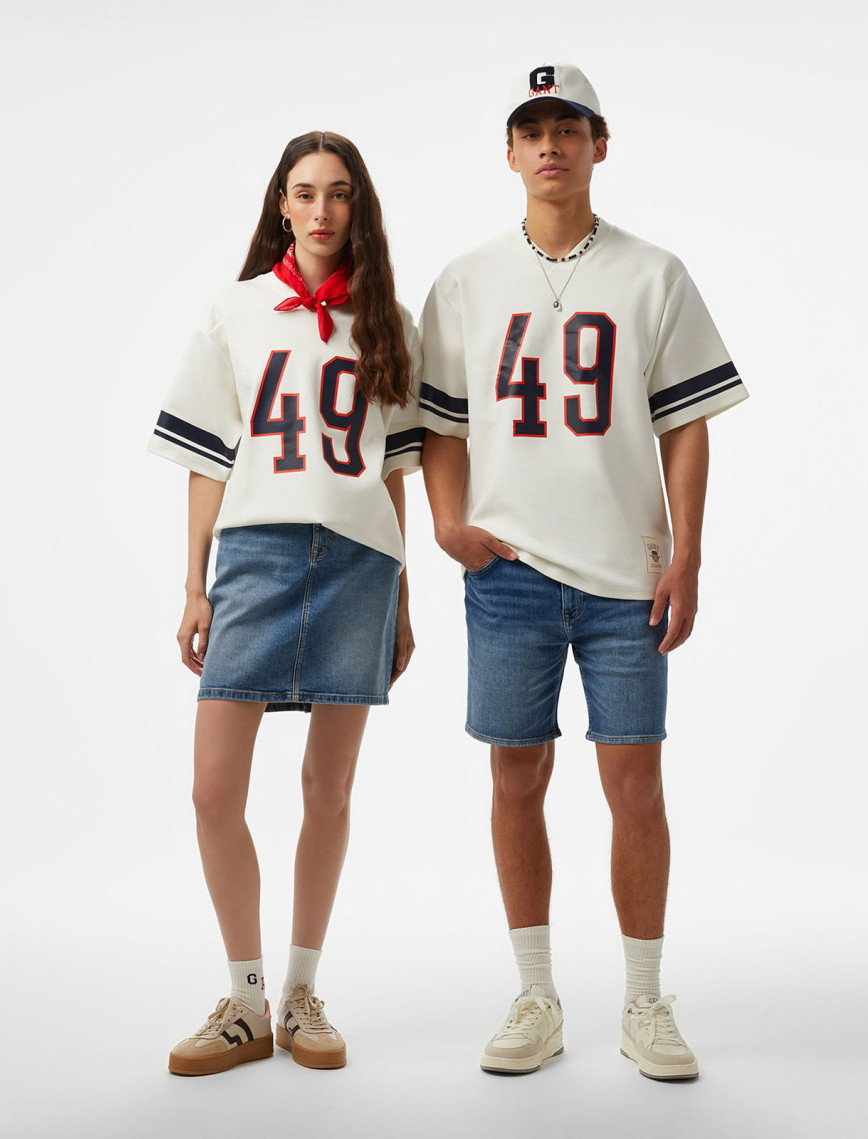 Hoss X Gant 49 Contrast Graphic Unisex Beyaz T-Shirt Hoss X Gant 49 Contrast Graphic Unisex Beyaz T-Shirt