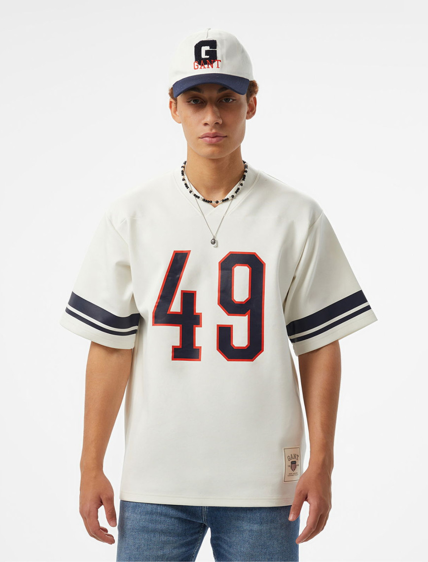 Hoss X Gant 49 Contrast Graphic Unisex Beyaz T-Shirt Hoss X Gant 49 Contrast Graphic Unisex Beyaz T-Shirt