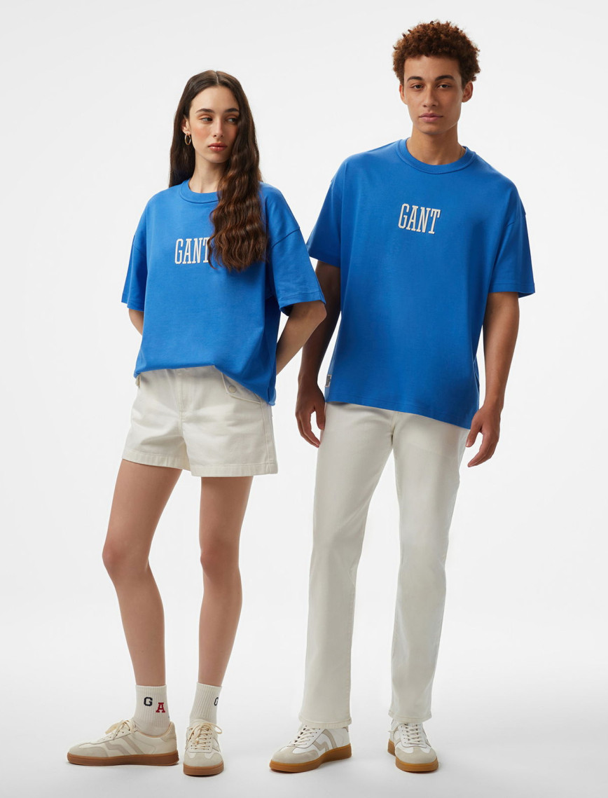 Hoss X Gant Baskılı Bisiklet Yaka Erkek Mavi T-Shirt Hoss X Gant Baskılı Bisiklet Yaka Erkek Mavi T-Shirt