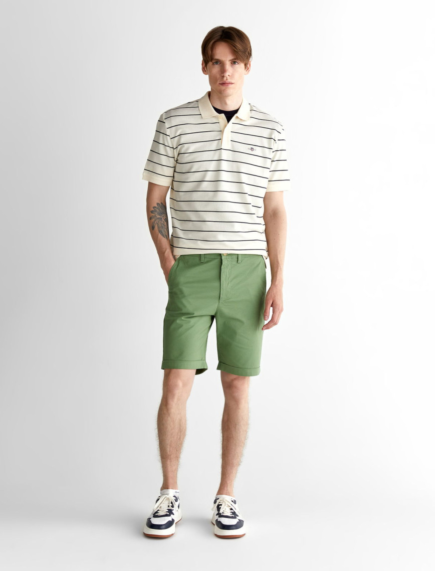 GANT Erkek Krem Regular Fit Çizgili Polo GANT Erkek Krem Regular Fit Çizgili Polo
