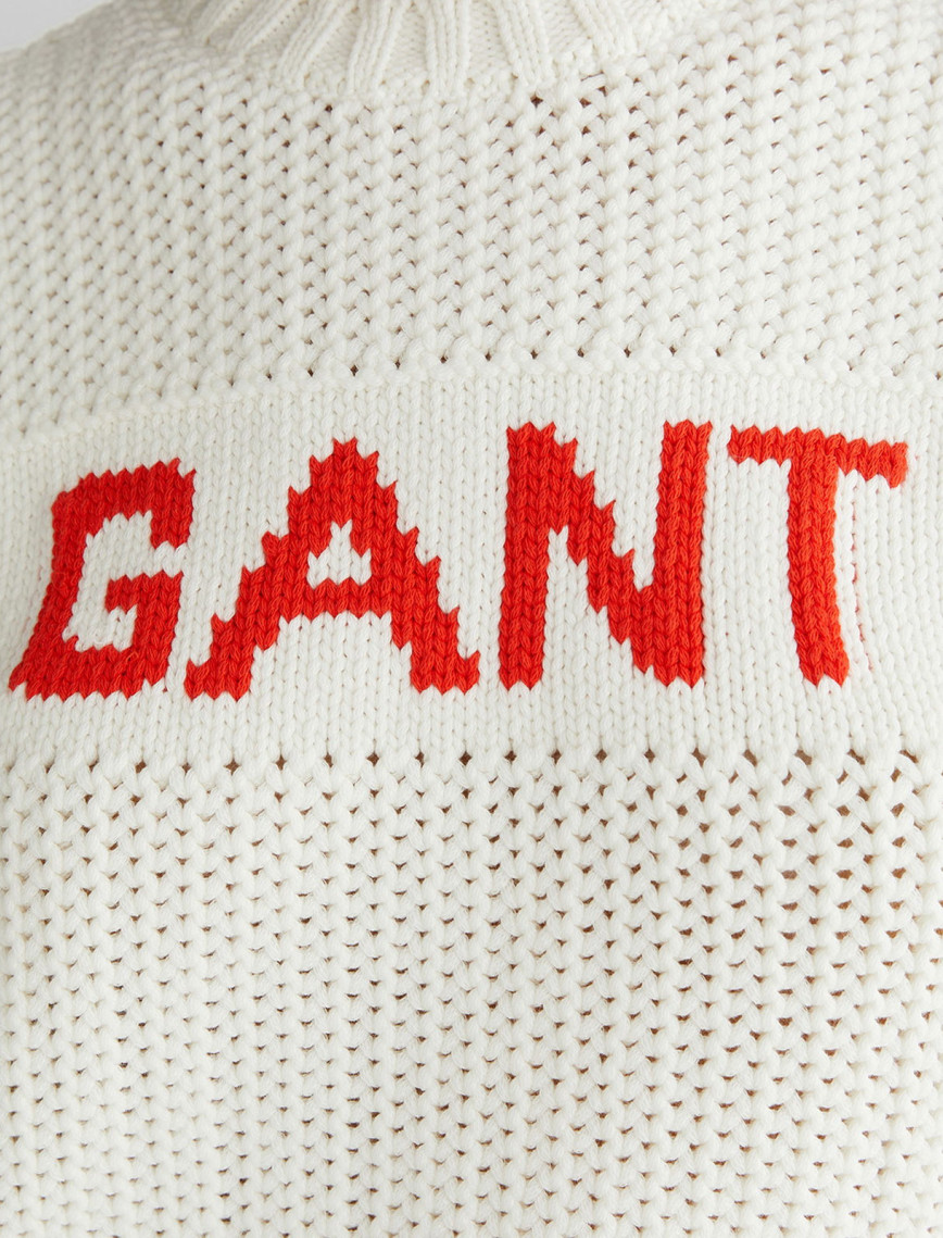 GANT Kadın Krem Bisiklet Yaka Logolu Triko GANT Kadın Krem Bisiklet Yaka Logolu Triko