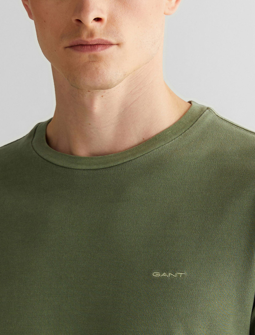 GANT Erkek Yeşil Slim Fit Bisiklet Yaka T-shirt GANT Erkek Yeşil Slim Fit Bisiklet Yaka T-shirt