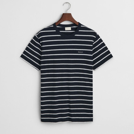 GANT Erkek Lacivert Regular Fit Bisiklet Yaka Çizgili T-Shirt