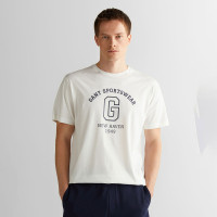 GANT Erkek Krem Regular Fit Bisiklet Yaka Logolu T-Shirt GANT Erkek Krem Regular Fit Bisiklet Yaka Logolu T-Shirt