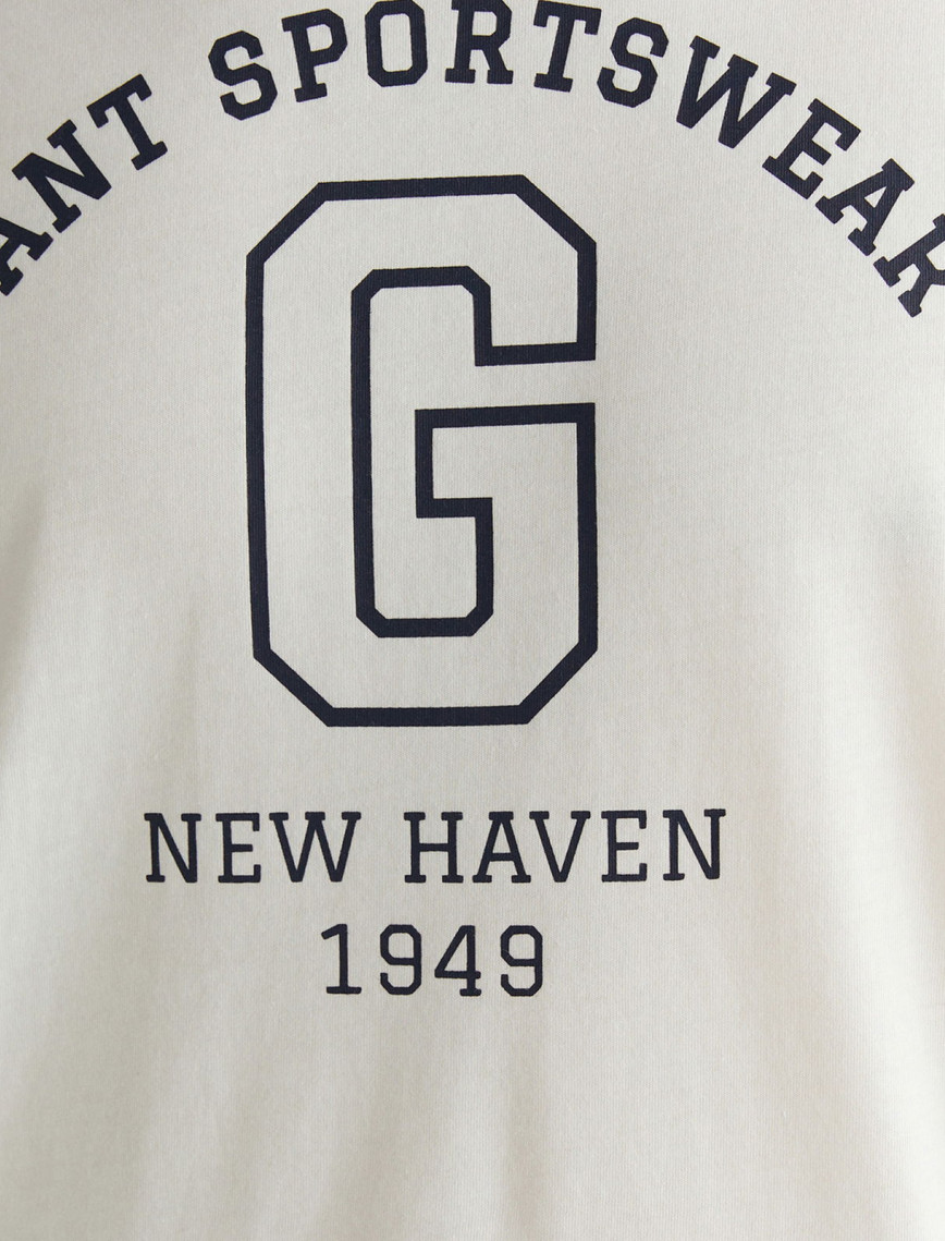 GANT Erkek Krem Regular Fit Bisiklet Yaka Logolu T-Shirt GANT Erkek Krem Regular Fit Bisiklet Yaka Logolu T-Shirt