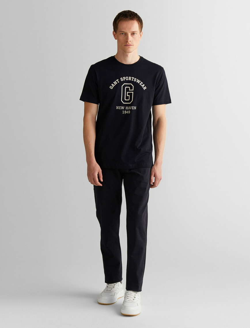 GANT Erkek Siyah Regular Fit Bisiklet Yaka Logolu T-Shirt GANT Erkek Siyah Regular Fit Bisiklet Yaka Logolu T-Shirt