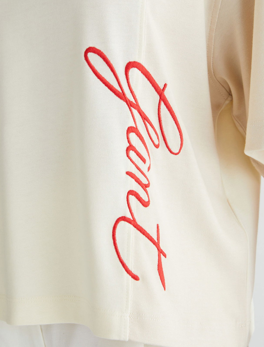 GANT Kadın Beyaz Bisiklet Yaka Renk Bloklu T-Shirt