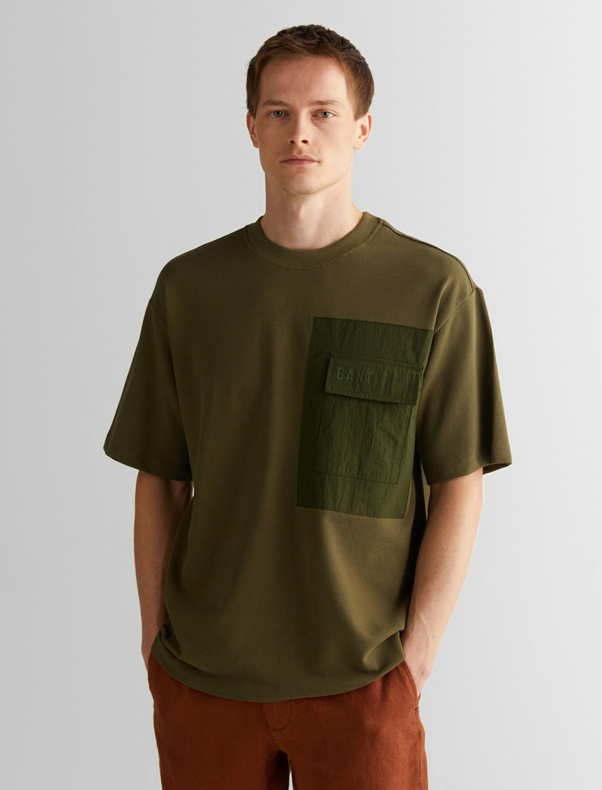 GANT Erkek Krem Relaxed Fit Bisiklet Yaka Logolu T-Shirt GANT Erkek Krem Relaxed Fit Bisiklet Yaka Logolu T-Shirt