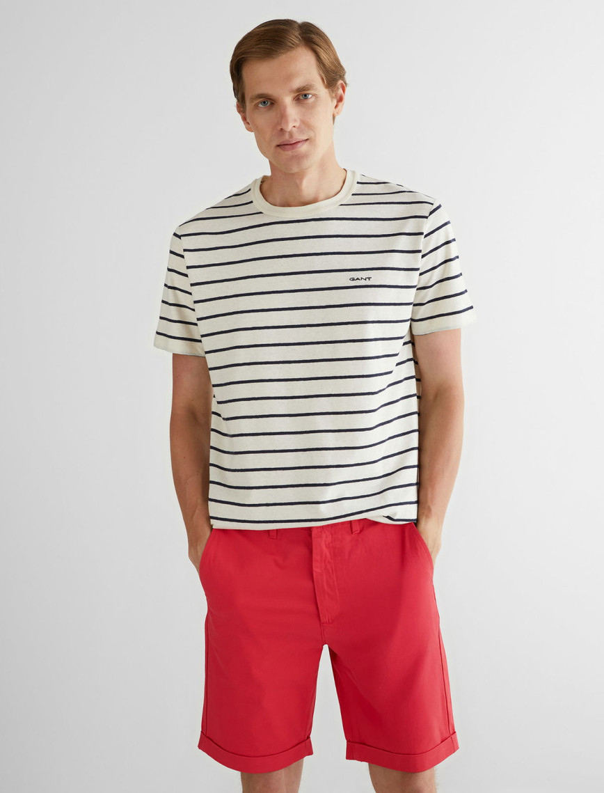 GANT Erkek Krem Regular Fit Bisiklet Yaka Çizgili T-Shirt GANT Erkek Krem Regular Fit Bisiklet Yaka Çizgili T-Shirt