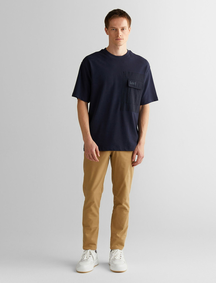 GANT Erkek Lacivert Relaxed Fit Bisiklet Yaka Logolu T-Shirt GANT Erkek Lacivert Relaxed Fit Bisiklet Yaka Logolu T-Shirt