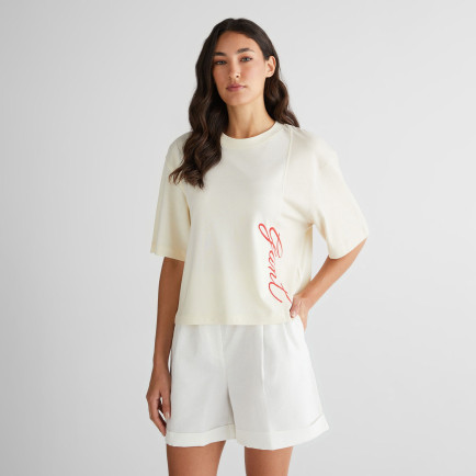 GANT Kadın Beyaz Bisiklet Yaka Renk Bloklu T-Shirt GANT Kadın Beyaz Bisiklet Yaka Renk Bloklu T-Shirt